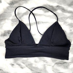 H&M Black Triangle Padded Bikini Bathing Suit Top w/ Adjustable Straps - 2